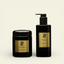 ZENZAR Cherry Amour gift set with black jar candle and black bottle hand wash displayed together in a luxury setting